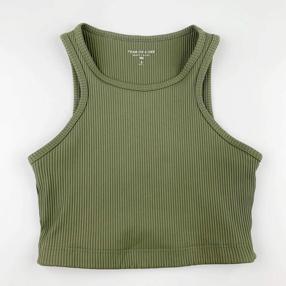 Year Of Ours Cropped Tank Top Ribbed Green Women's S - Picture 1 of 7